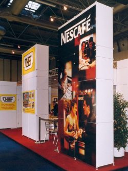 Modular display panels used on a trade show stand