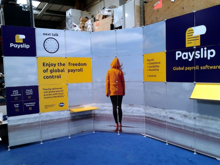 Stand design for Payslip - Leitner_4 temporary exhibition display panels