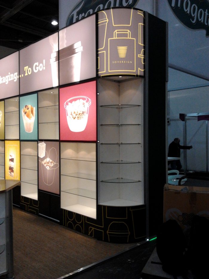 Tecna T3 exhibition stand with illuminated graphics