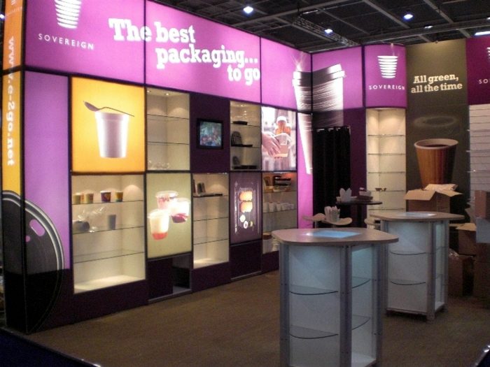 Exhibition stand of modular light boxes for Sovereign